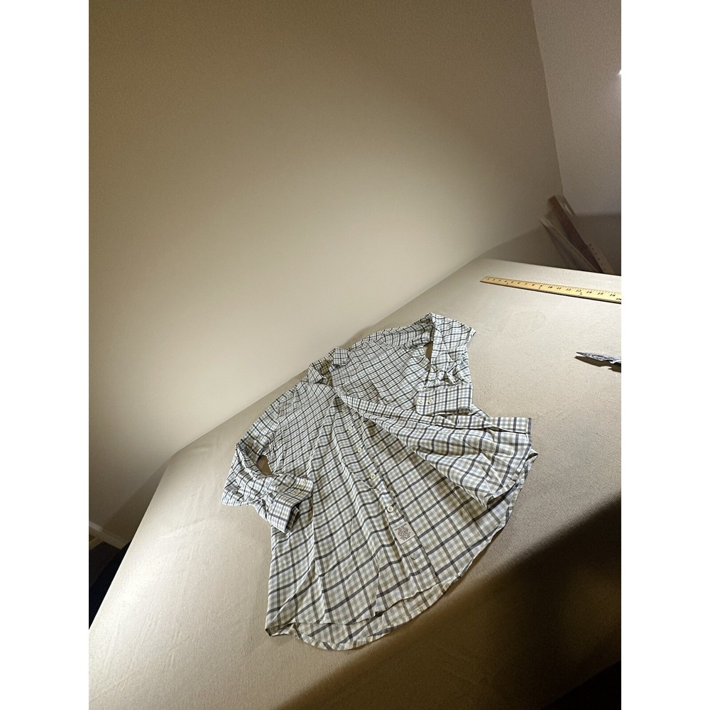 Peter Millar Shirt Adult Medium Green Gingham Plaid Button Down Quality Mens - Picture 3 of 12